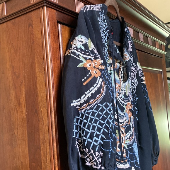 JOHNNY WAS  Black Embroidered Blouse - Picture 3 of 9